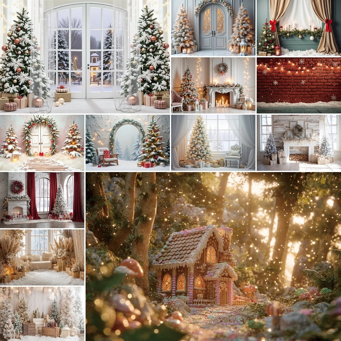 

MOON.QG 2025 Christmas Backdrops For Photography Bows Sofas Wreath Background Photozone Poster Child Party Decoration Wallpaper
