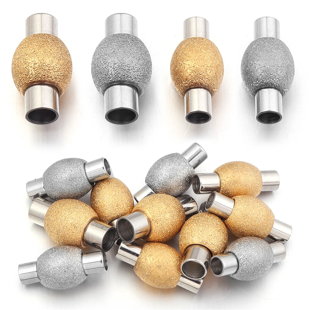 Stainless Steel Strong Magnetic Clasps Matte Oval Round Magnet Buckles End Connectors For DIY Jewelry Making Bracelet Necklace view 3