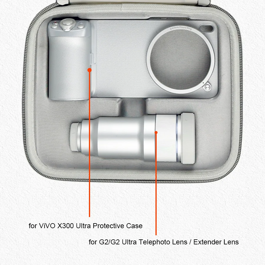 

Hard Shell Camera Case for vivo X300 ultra G2 Waterproof, Shockproof Storage Bag for Telephoto Lens, Extender, and Handle