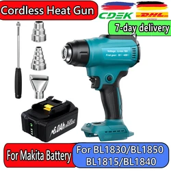 Heat Gun Cordless Hot Air Gun Industrial Handheld Electric Heat Gun Temperatures Adjustable For Makita 18V Battery