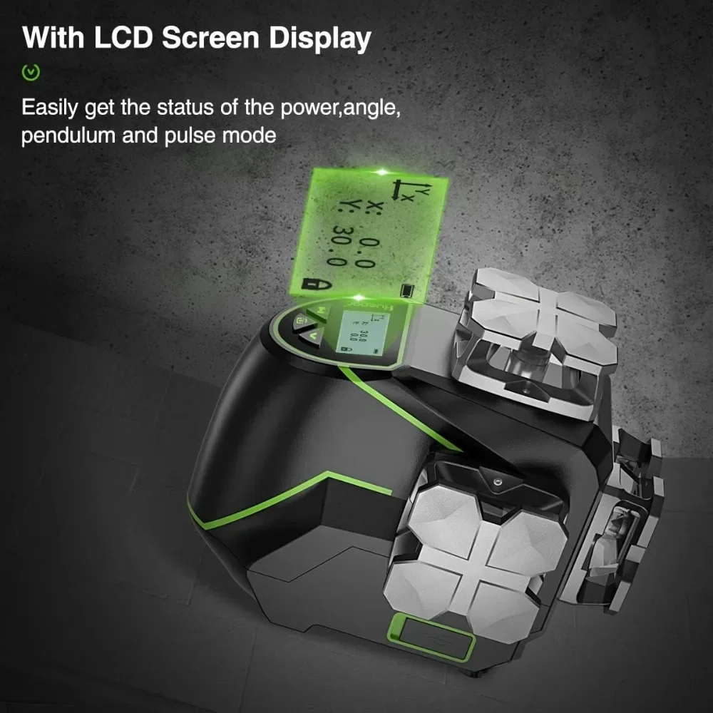 3D Self-Leveling Laser Level with LCD Screen 3x360 Bluetooth Connected Green Beam Cross Line Level Tool -360 Horizontal/VerticaL