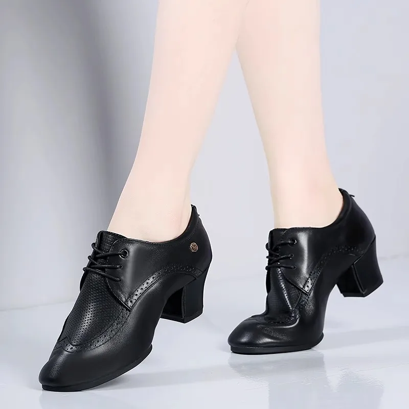 

DOUBL Latin Dance Shoes For Women Adult Soft Soled Ballroom Dance Shoes For Friendship Square Leather Autumn/winter Sailor Teach