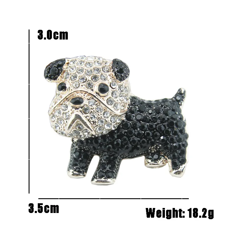 Luxury Full Rhinestone Lovely Fadou Shar Pei Dog Brooches For Women Unisex Black White Puppy Dog Animal Brooch Pins Jewelry Gift