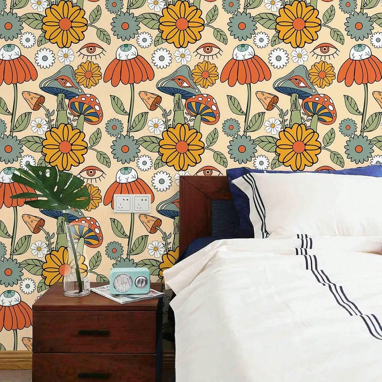 Wallpaper Bohemian Style Colorful Forest Floral Removable Contact Paper Vinyl Self-Adhesive Waterproof Wallpaper Home Decor