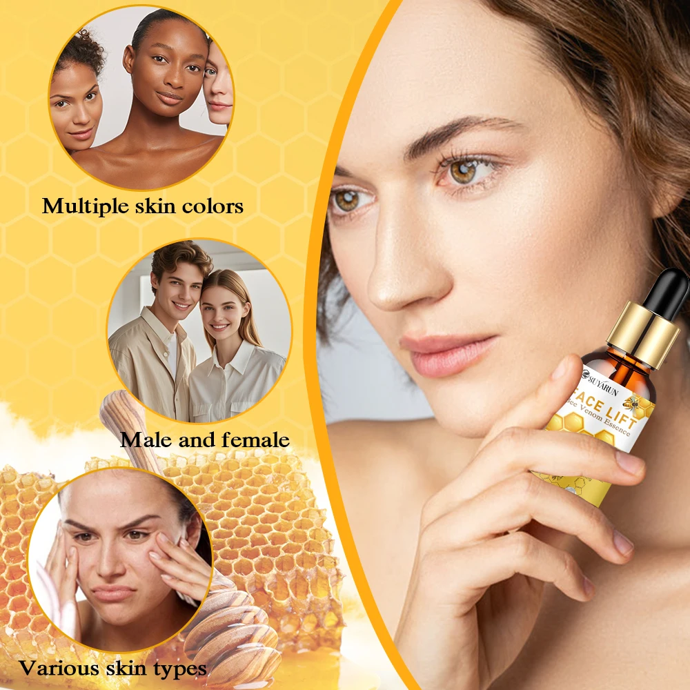 سم النحل المضاد للتجاعيد جوهر مكافحة الشيخوخة البولي ببتيد حمض الهيالورونيك جوهر إصلاح ترطيب ثبات جوهر بشرة الوجه #5