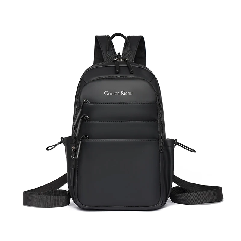 Travel Portable Men's Small Crossbody Chest Bag Double Shoulder Backpack Waterproof Leisure Shopping Outing Bag Fabric