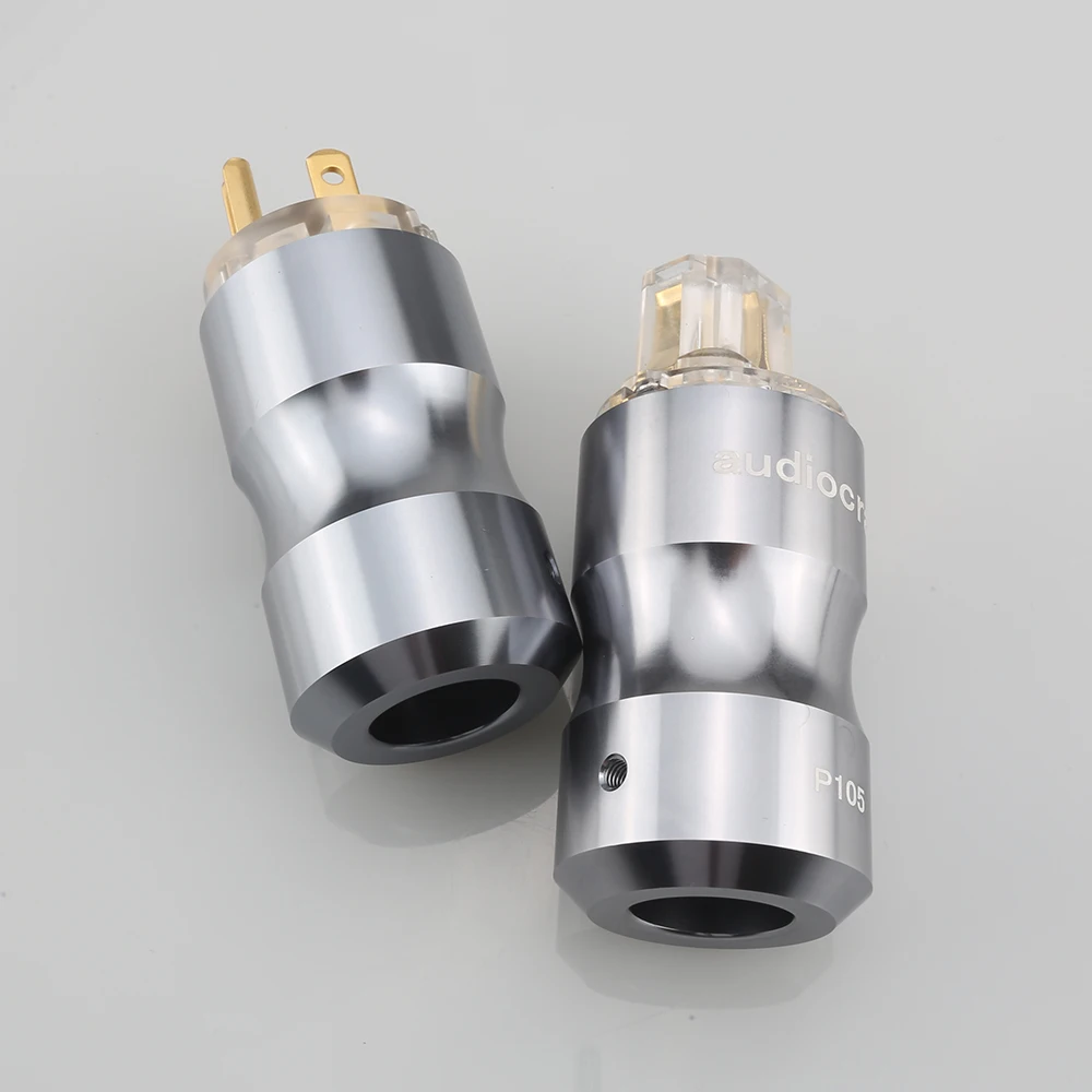 1 زوج Preffair Hifi الصوت 24K مطلية بالذهب شفاف الاتحاد الأوروبي Schuko قابس طاقة الصوت قابس طاقة HIFI مأخذ التيار الكهربائي