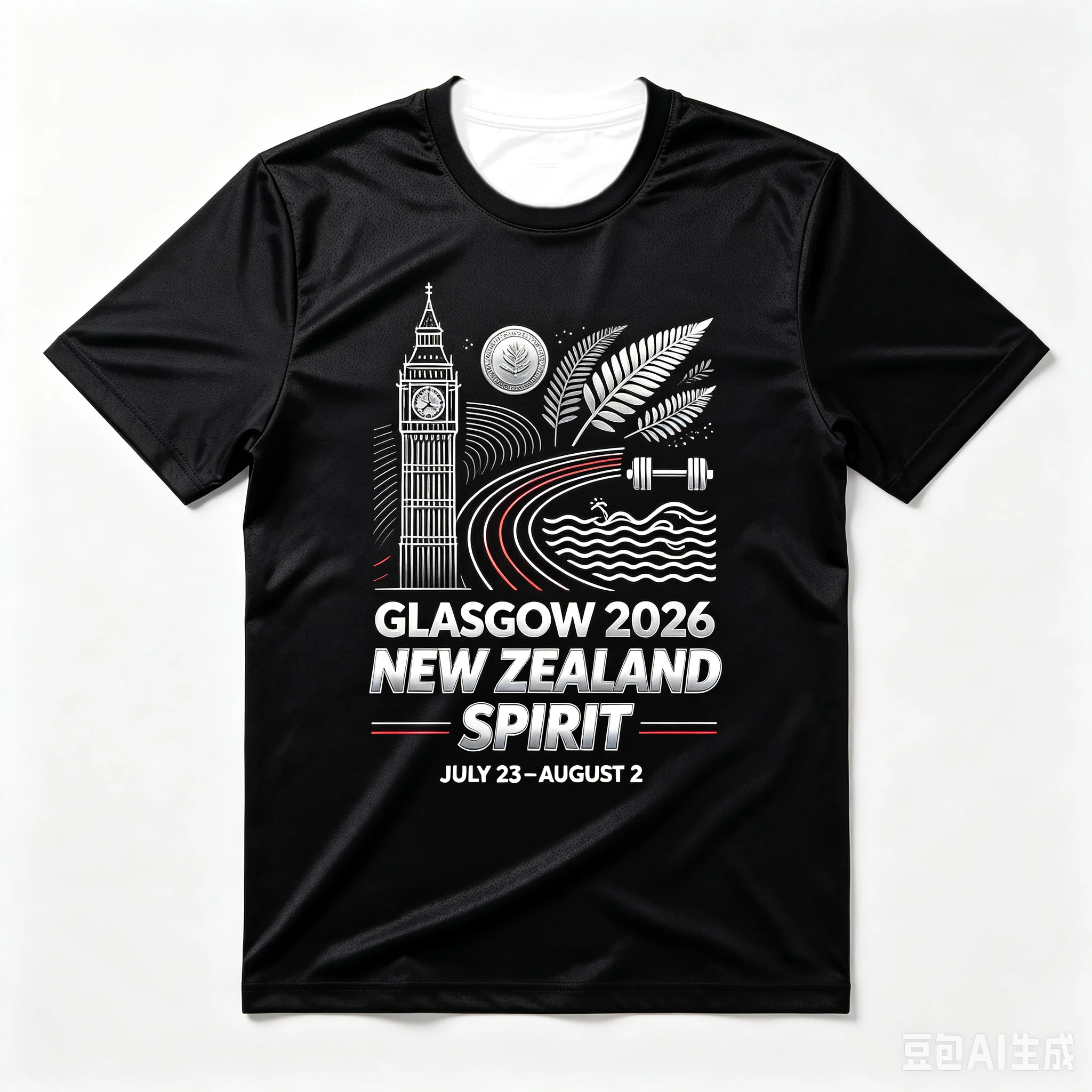 Family Matching Inspired 2026 Glasgow Event New Zealand Spirit Graphic Tshirt Clock Tower Pattern Quick Wicking Sport Casual Top