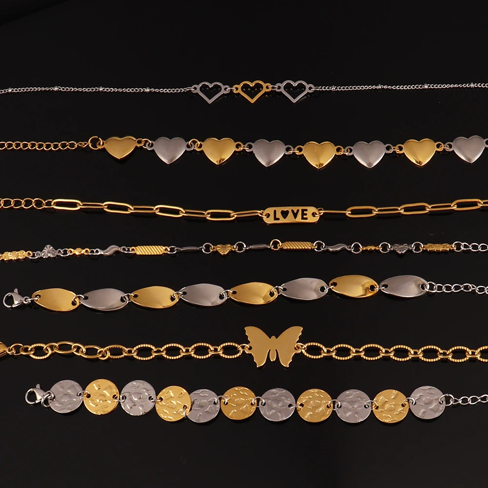 20PCS Stainless Steel Double Hole Heart love Connector Charms for Jewelry Making Disc Pendant DIY Bracelet Necklace Accessories - Image 5