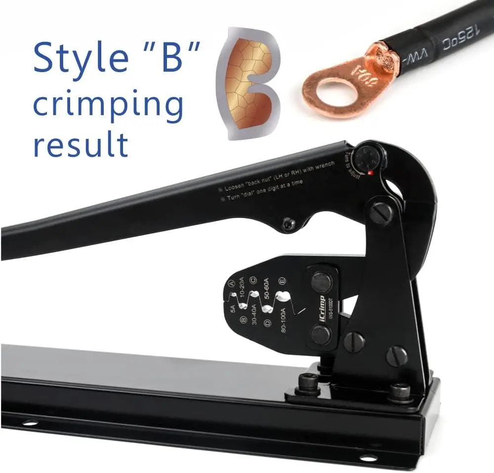 أداة تجعيد احترافية من النوع المكتبي لعروات البطارية وموصلات الأسطوانة المفتوحة (سعة 5A-100A)