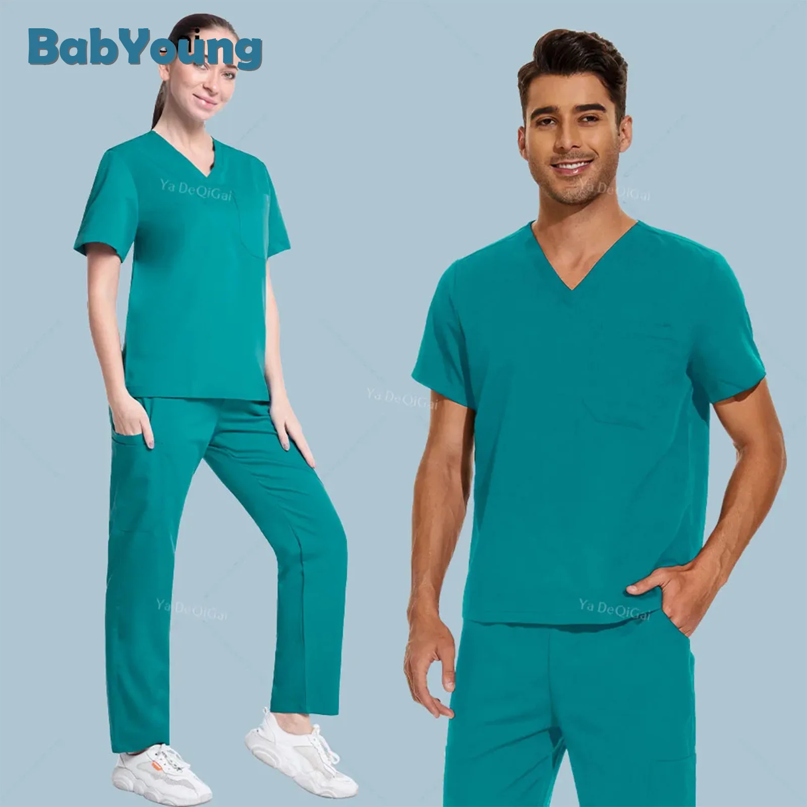 

Men's Scrubs Medical Uniform Lab Set Women Clinic Workwear Hospital Doctor Overalls V-neck Fashion Scrub Phary Nurse Clothes