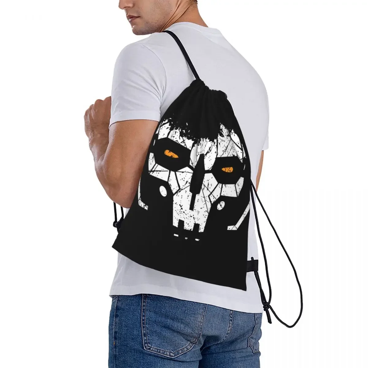 Battlemech-mochila informal portátil con cordón para hombre y mujer, bolsa deportiva con bolsillo, para estudiantes