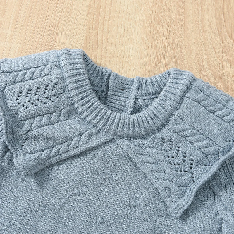 2025 New Autumn Infant Baby Girls Knitted Jumpsuit Long Sleeve Solid Color Toddler Baby Girl Knitted Romper Children Clothes