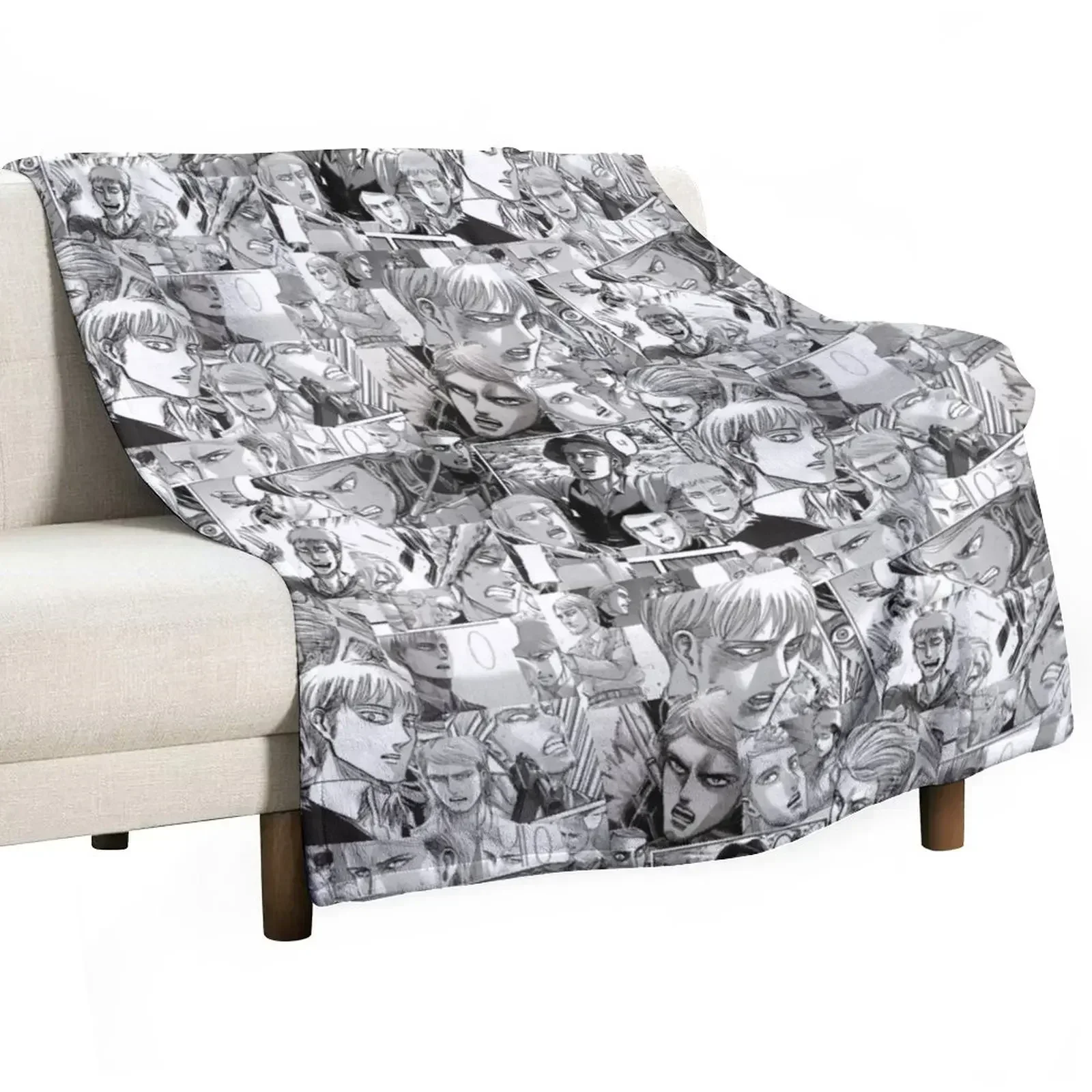 

Jean Manga Panels Throw Blanket Soft Solid Color Blanket for Couch Bed