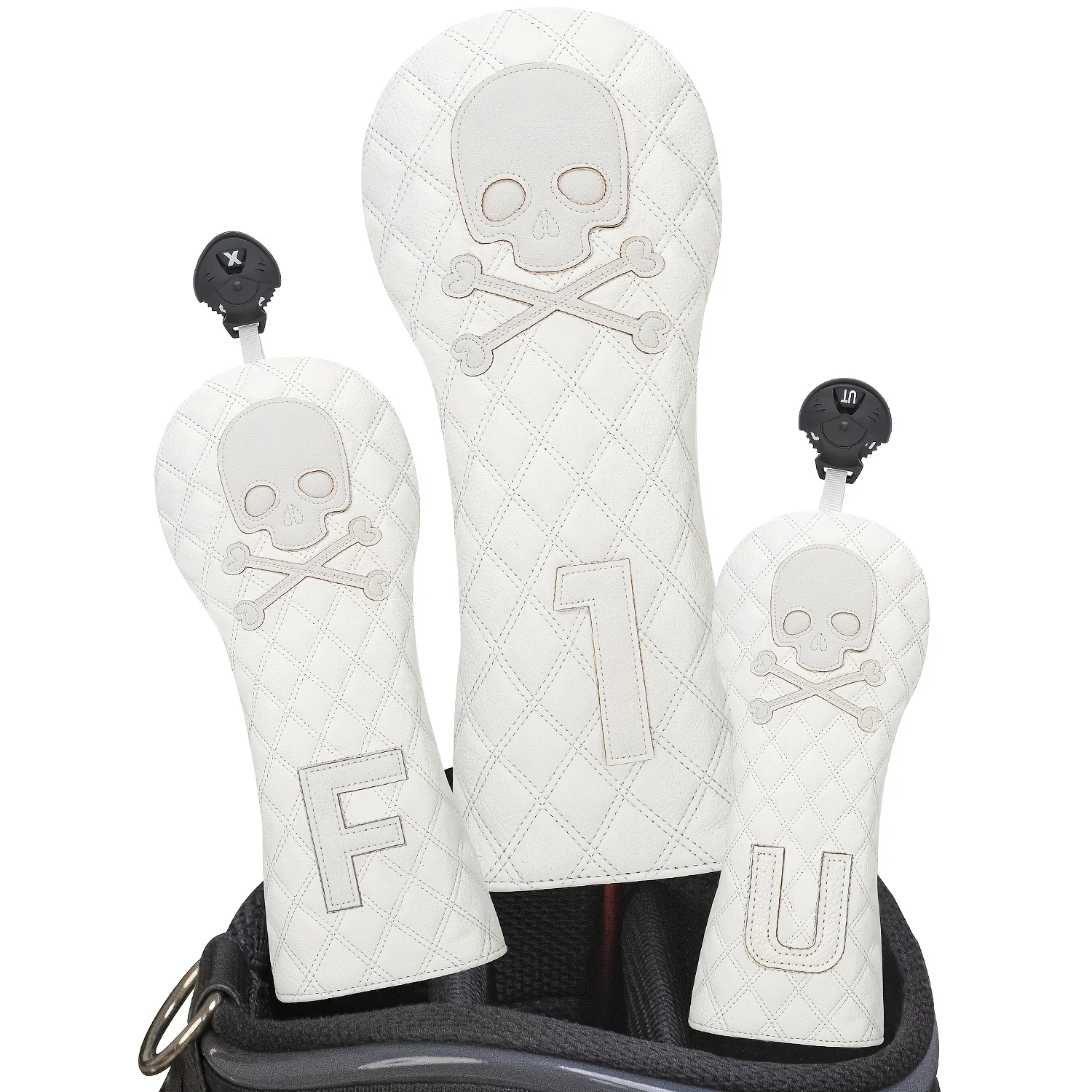1pc/3pcs Golf Club Wood Head Covers for Driver/Fairway/Hybrid, for Protection And Style, Pure White Skull Pattern Design