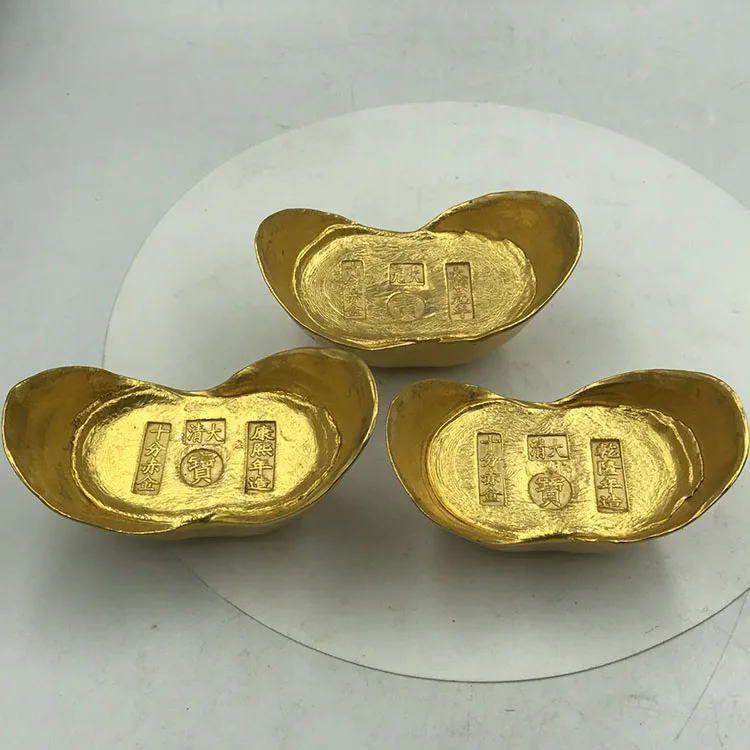 

Gilt copper, Qianlong Qing Dynasty, Kangxi old ingots, Ming Dynasty, Tang Dayuan, gold-plated ingots, film