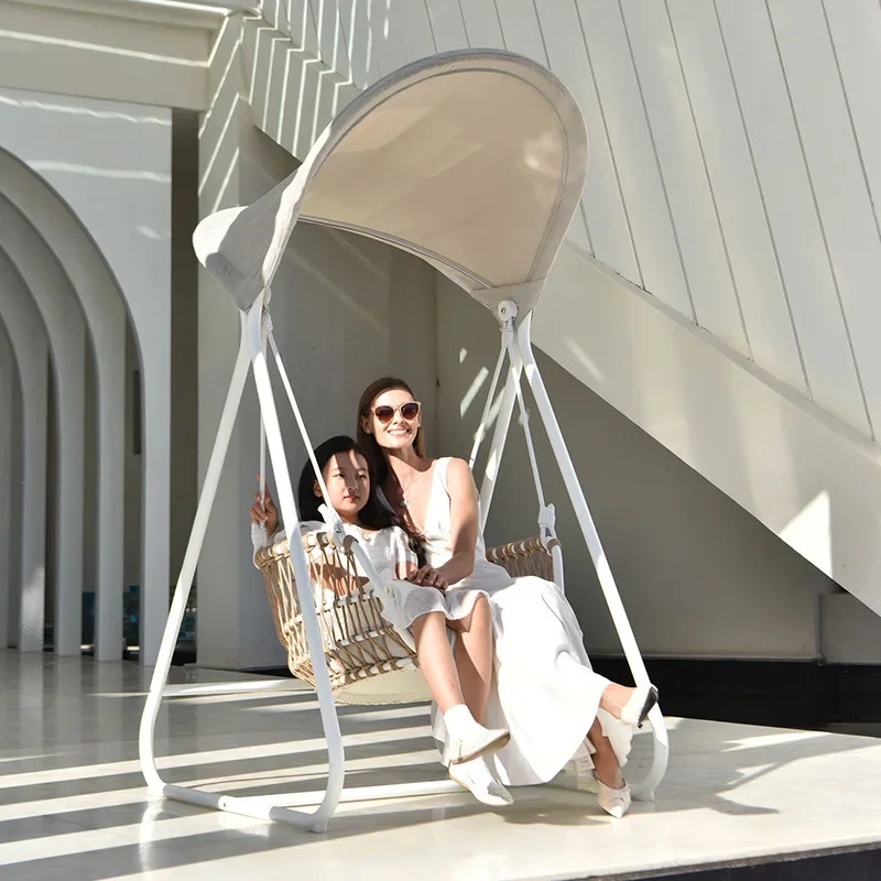 Outdoor aluminum swing, courtyard balcony hanging chair waterproof and sun protection