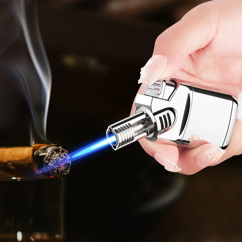 

Elbow Transparent Gas Chamber Direct Injection Inflatable Lighter High-quality Metal Small Spray Gun Cigar Moxibustion Igniter