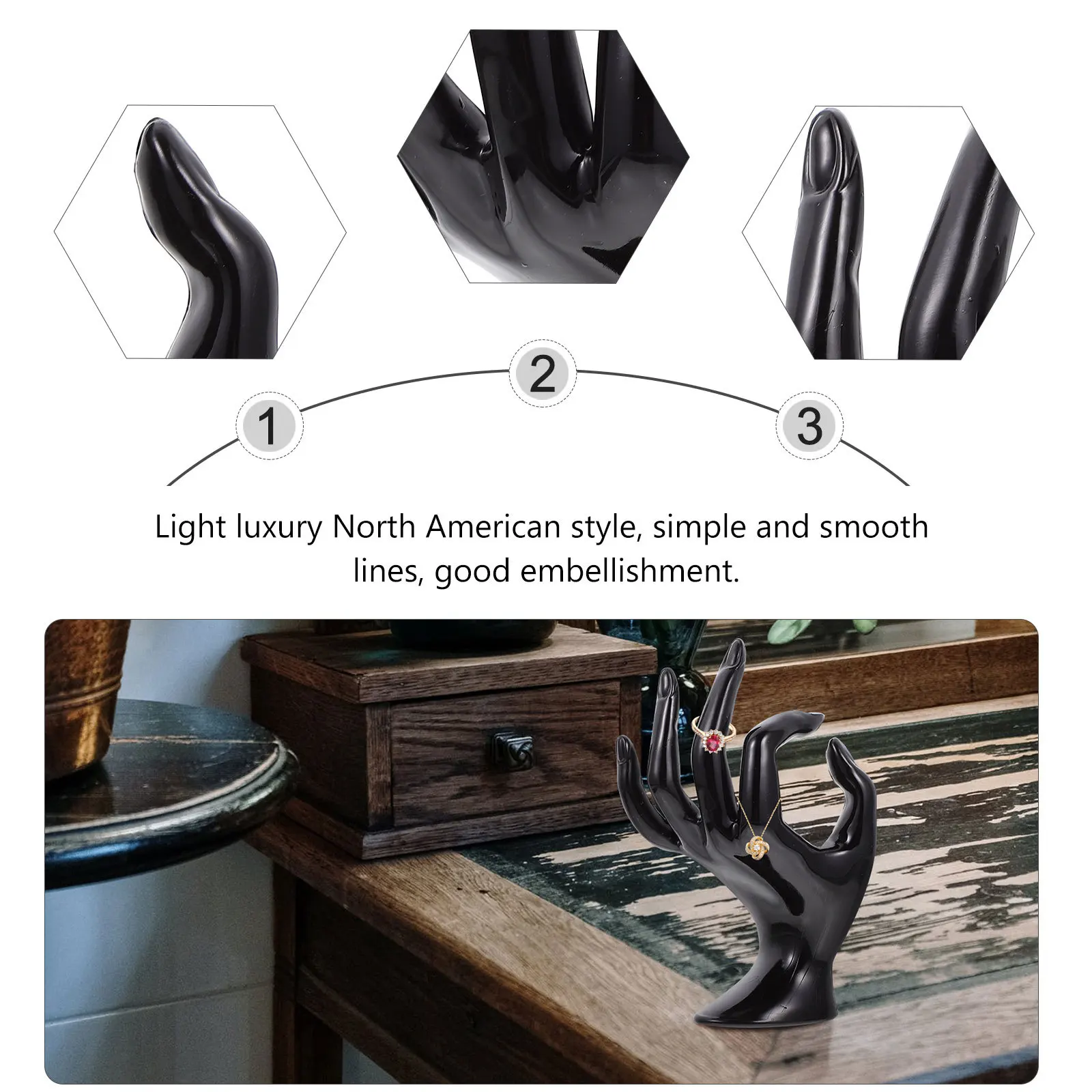 

2Pcs Ok Gesture Shaped Bracelet Racks Jewelry Display Stands Black White Stylish Organizer for Watches Necklaces Home Decor