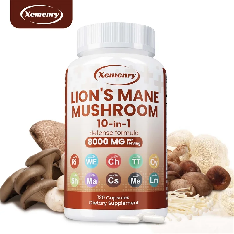 

Lion's Mane Mushroom Capsules - for Focus and Immune Support, Brain Health, Improve Memory