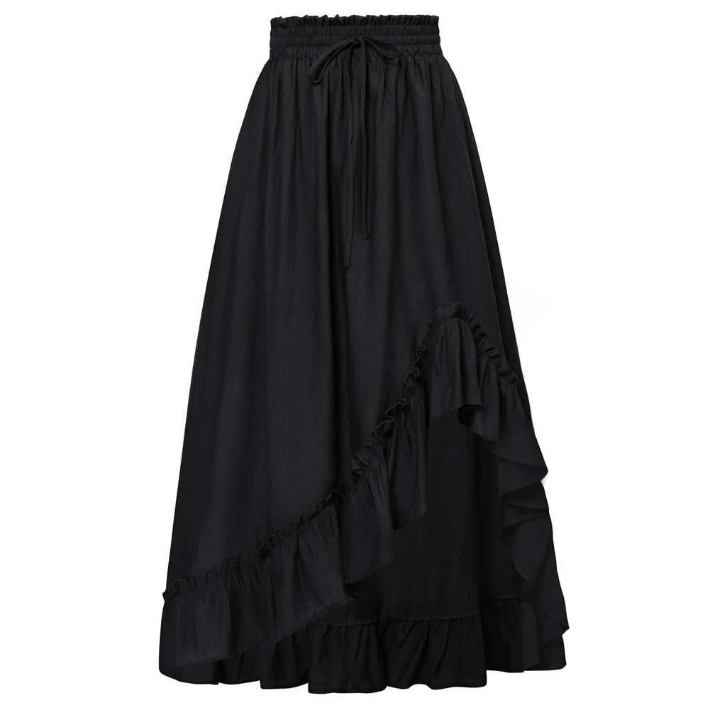 SD Women Renaissance Irregular Hem Skirt Drawstring Waist Ruffled Hem Skirt Elegant Streetwear Fashion Harajuku Casual Skirts