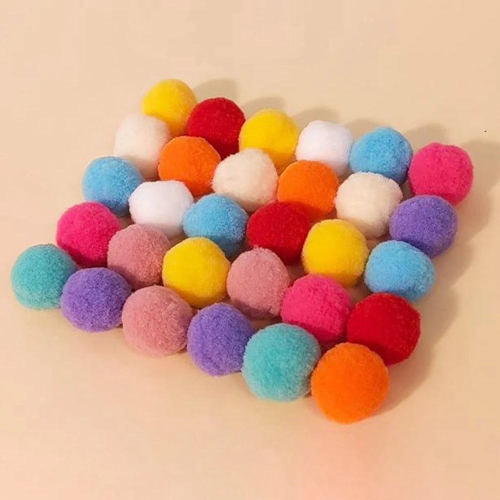 Cat Fetch Toys with Soft Pom Pom Balls for Kittens Cats Interactive Plush Toy Balls for Kitten Training Chasing and Play