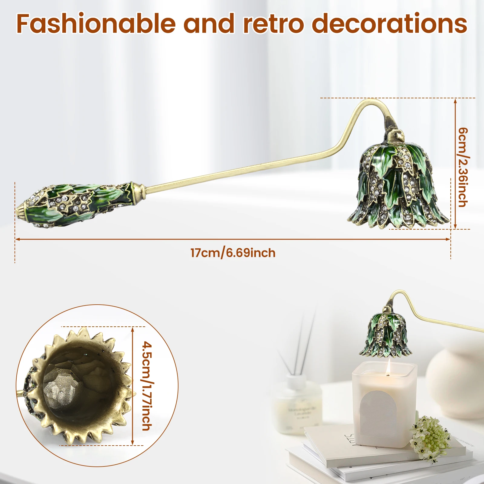 Candle Snuffer Retro with Long Handle Gift for Candle Lovers Vintage Delicate Metal Candle Tool Candle Extinguishing Tool