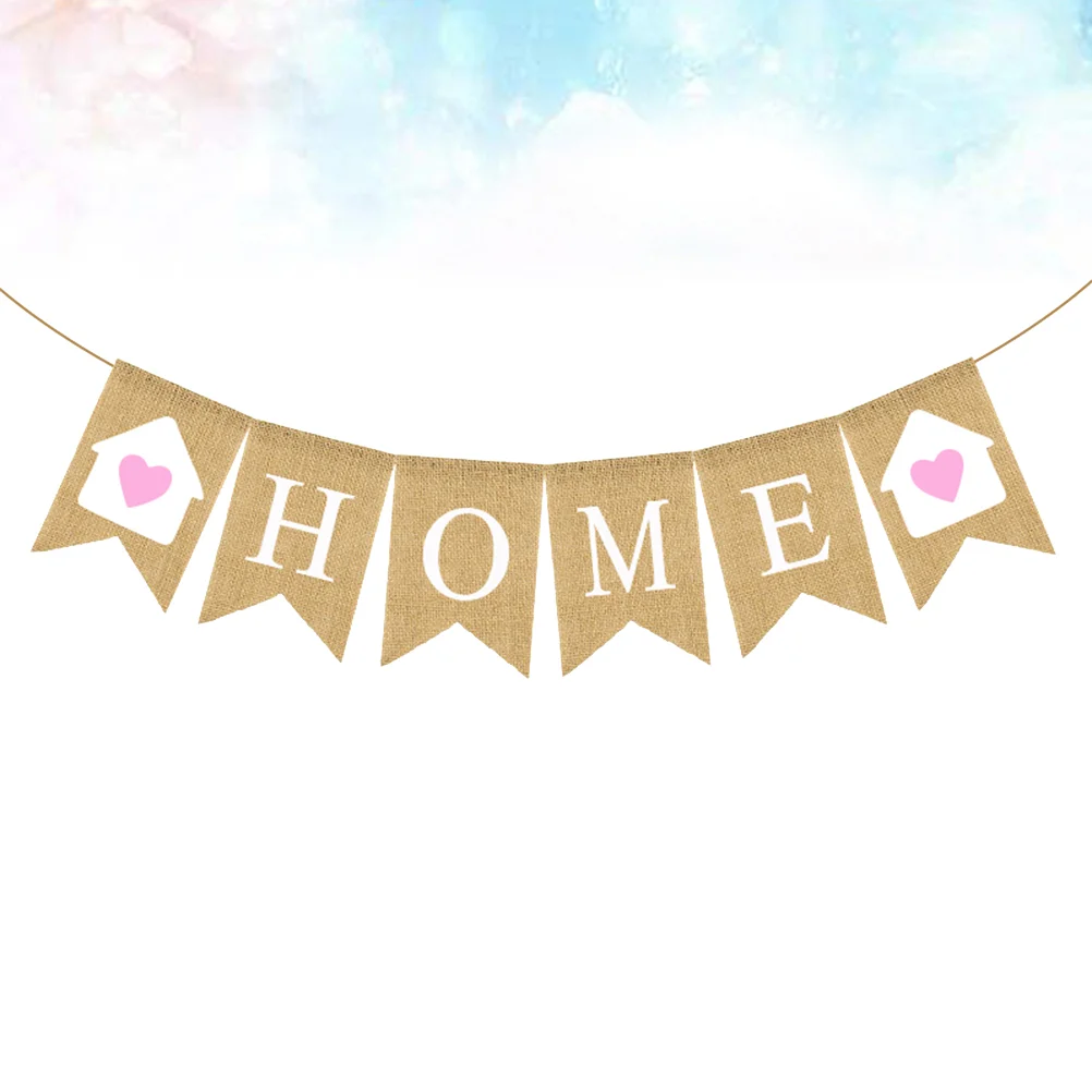 Retro Heart Home Design Burlap Banner Creative Swallowtail Garland HOME Printing Bunting Flag Linen Dovetail Shape Party Supplie