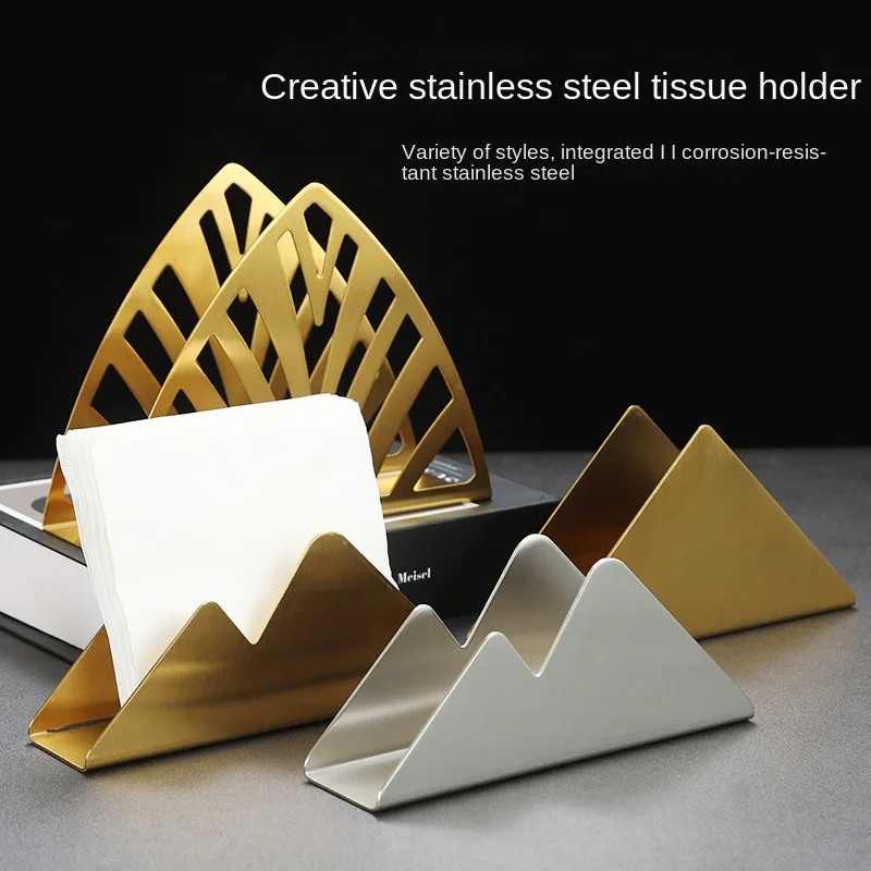 

Golden Stainless Steel Toilet Paper Holder Western Restaurant Hotel Napkin Holder Square Towel Seat Dining Table Vertical Tissue