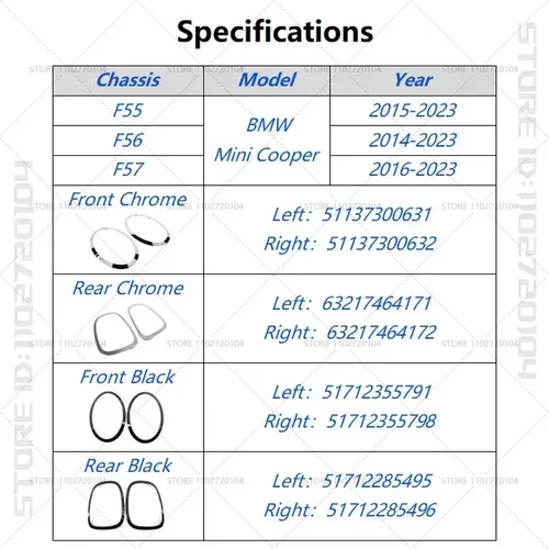 Imagen 2 del producto Para 2014-2023 F55 F56 F57 BMW Mini Cooper faro cubierta de luz trasera anillo embellecedor 51137300631 63217464171 51712355791 51712285495