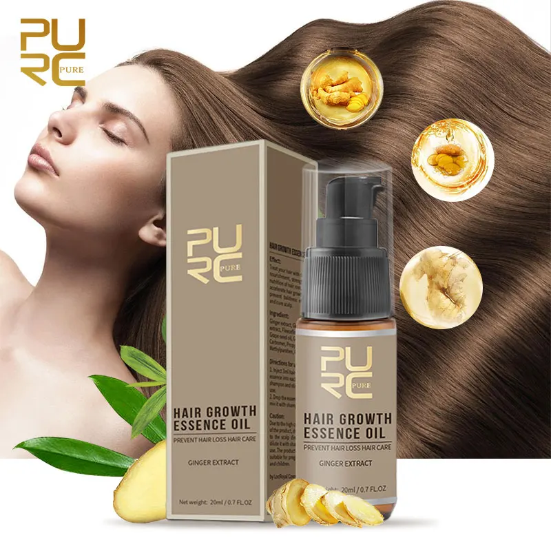 PURC Haar Wachstum Produkte Set Natürliche Ingwer Essenz Öl Schnelle Haar Wachstum Spray Und Haar Verdicken Shampoo Schönheit Gesundheit 4pcs