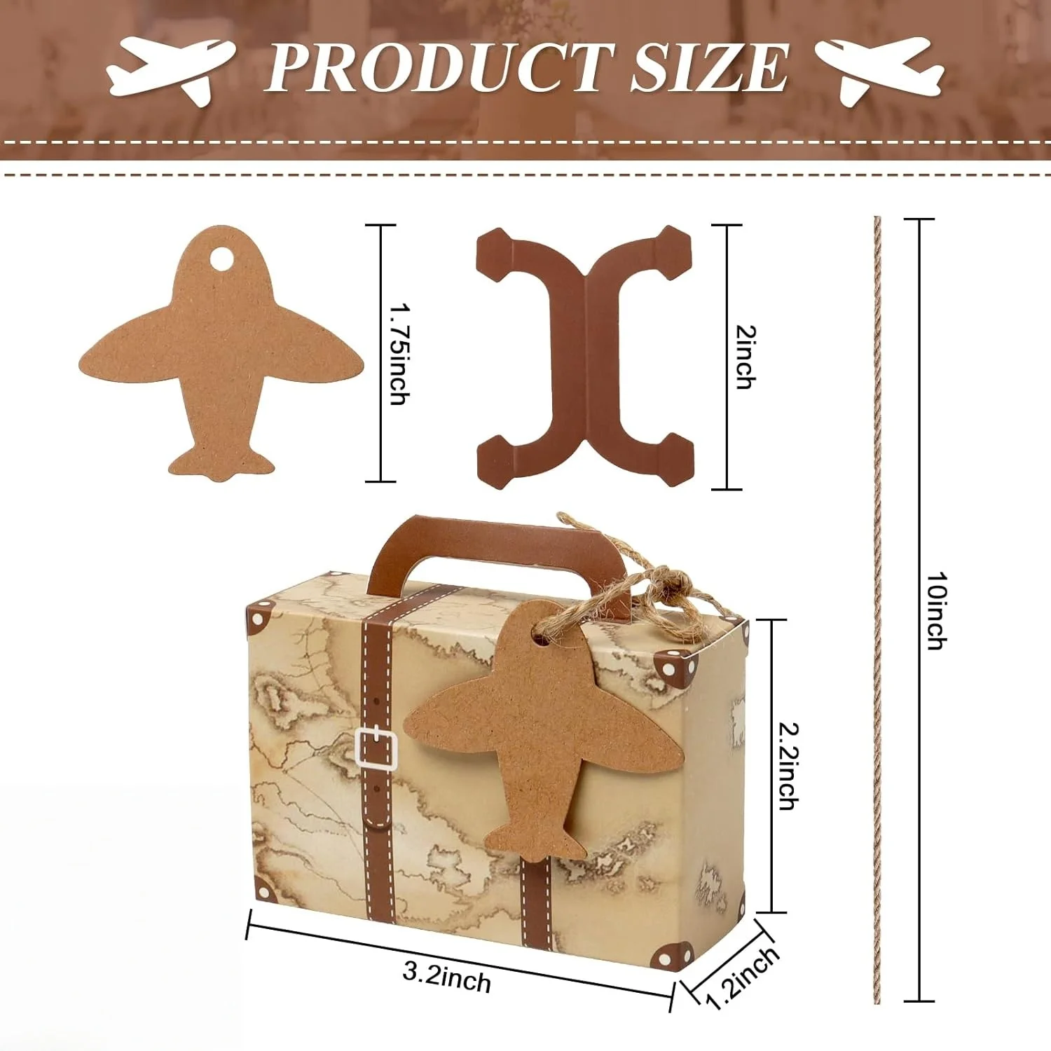 10/30/50 Stück Retro Mini Koffer Geschenkbox mit Etikett Kraftpapier und Hesbrunes Linie, Party Geschenkbox, Hochzeitsdekoration – Detail 3