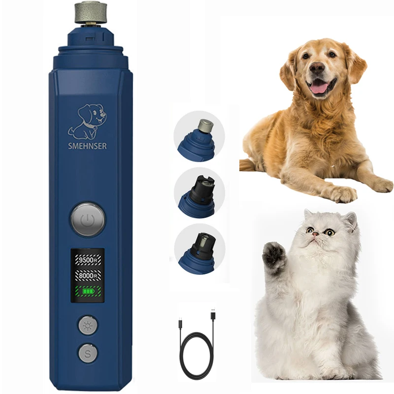 Professional Dog Nail Grinder Electric Pet Nail Trimmer Painless Paws Grooming Machine for Small Medium Large Dog Cats Low Noise