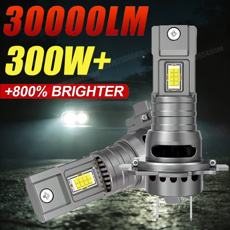 H7 LED-Scheinwerfer CANBUS 30000LM 7035 CSP-Chips 1:1 MINI-Größe Plug-and-Play Autolampe 6000K Kabellose Turbo-Nebelleuchte mit Lüfter