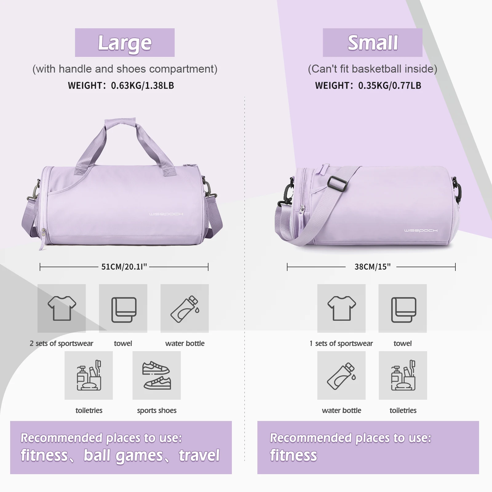 Gym Duffel Bag for Women,Daypack for Sports Gyms and Weekend Getaway,Waterproof Travel Bag with Shoe and Wet Clothes Compartment