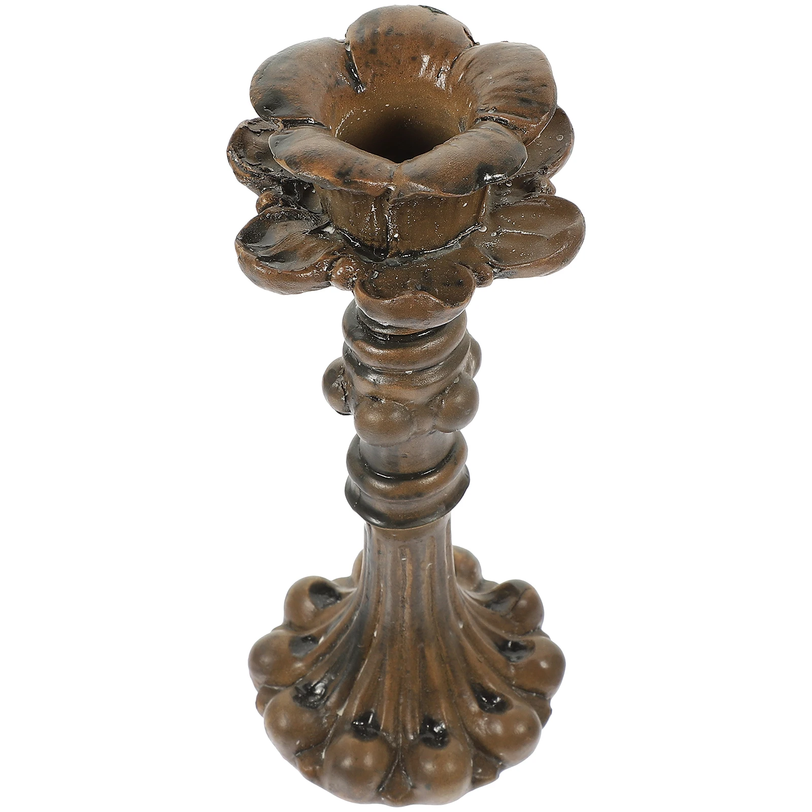 

Vintage Candlestick Holders Resin Home Decor Retro Carved Floral Containers Centerpieces Bedroom Living Room Furniture