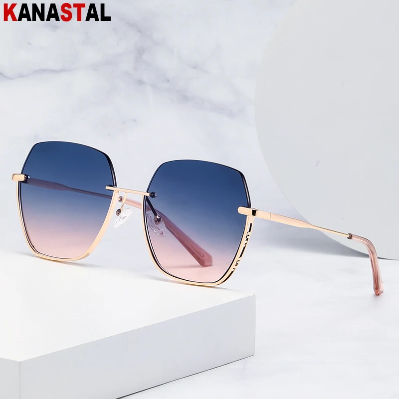 נשים משקפי שמש uv400 גברים אופנה משקפי שמש משקפיים מתכת חצי משקפי שמש מסגרת קרם חוף אופניים נסיעות נגד זוהר צל eyewear