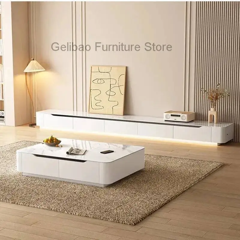 

Design Luxury Aesthetic White Modern Tv Stand Tv Cabinet Center Floor Living Room Tray Meubles Television Table Furniture