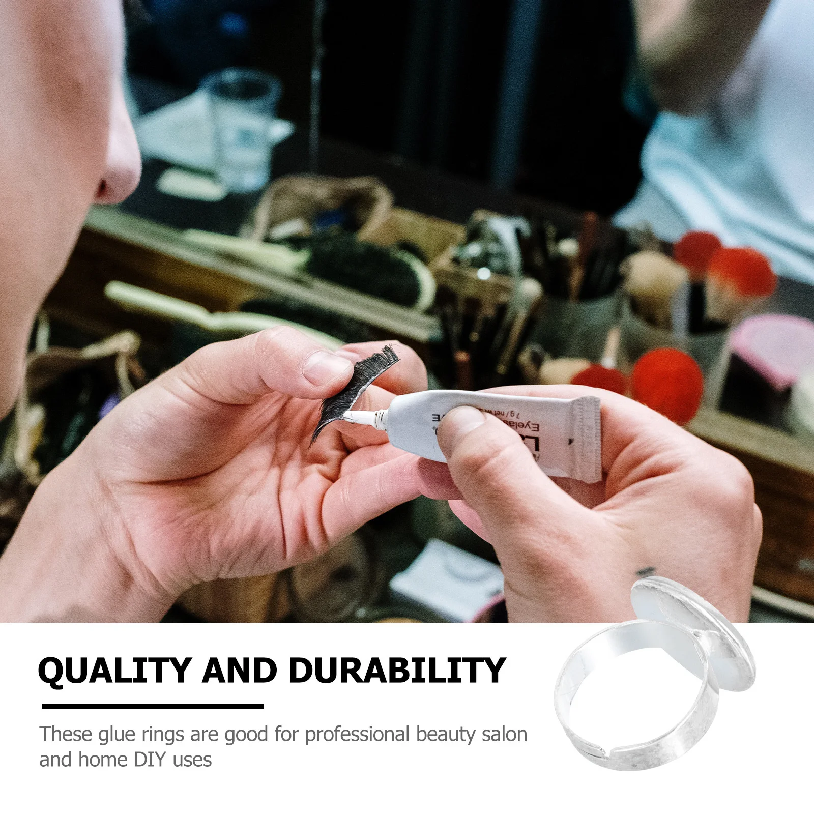 2 قطعة أكواب حلقة تمديد الرموش مطلية بالفضة حامل الغراء المعدني لصالون المنزل أدوات تطعيم المهنية