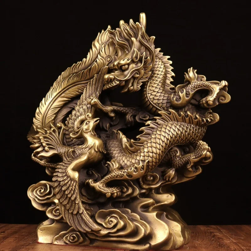 Guyunzhai Brass Prosperity Brought By Dragon And The Phoenix Decoration Wholesale Home Living Room Opening-Up Housewarming G