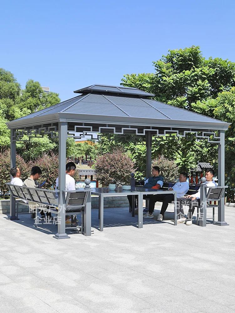 

Outdoor awning garden gazebo Tables and chairs outdoor leisure tent Garden terrace Aluminum alloy villa balcony Chinese style