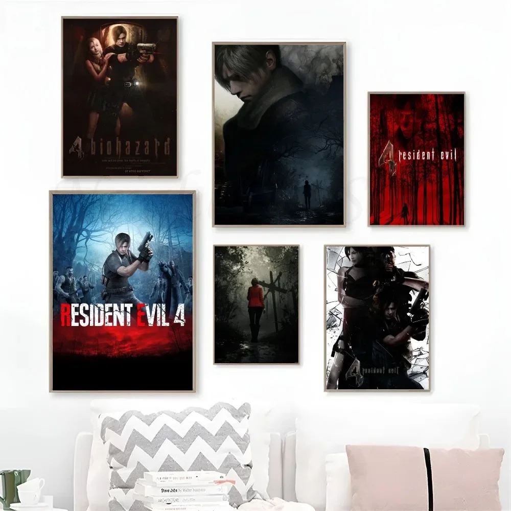 1pc Game Resident Evil 4 Poster Art Poster Waterproof Paper Sticker Coffee House Bar Room Wall Decor