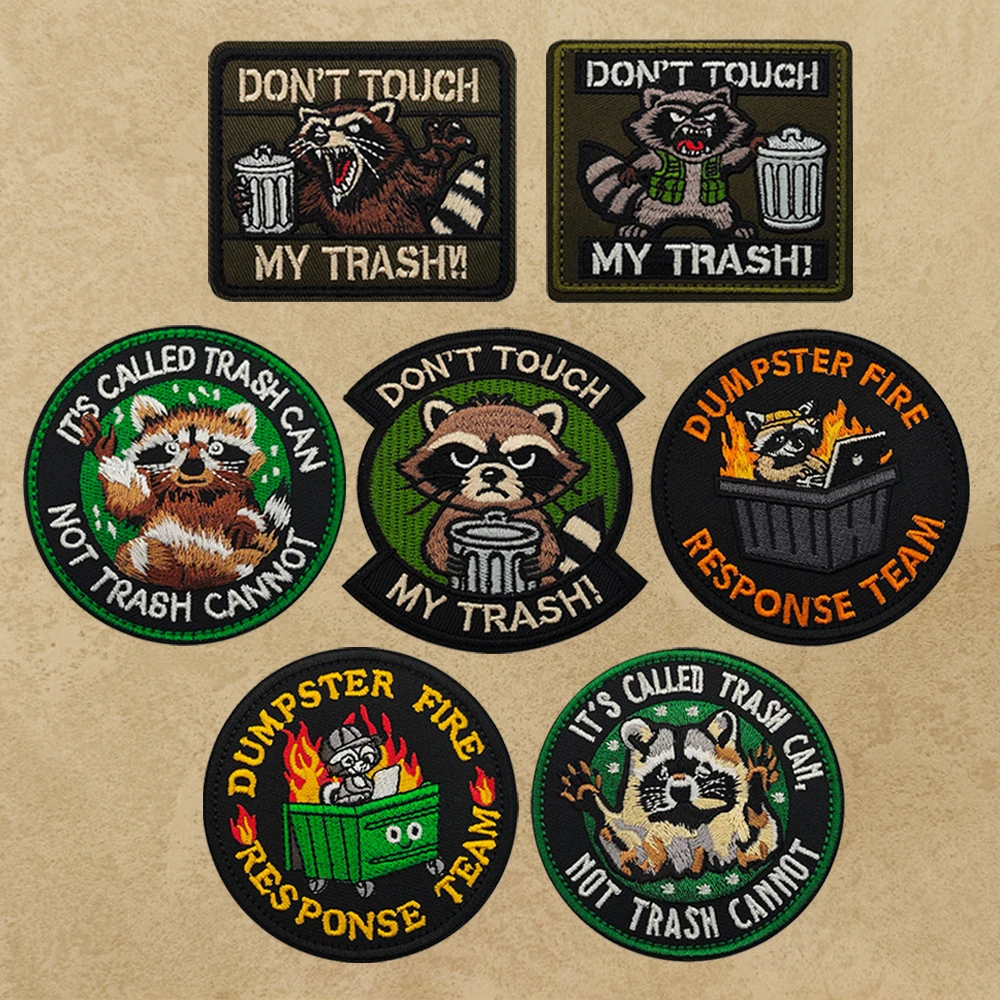 Tactical Trash Panda Fabric Patch -  Hardcore Raccoon with Attitude Slogans for Office Humor Laptop & Backpack Decoration