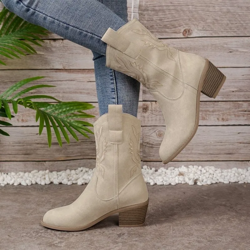 

Women Pointed Toe Boots Spring and Autumn Designer Outdoor Casual Boots Comfortable Shallow Fashion Walking Shoes for Women