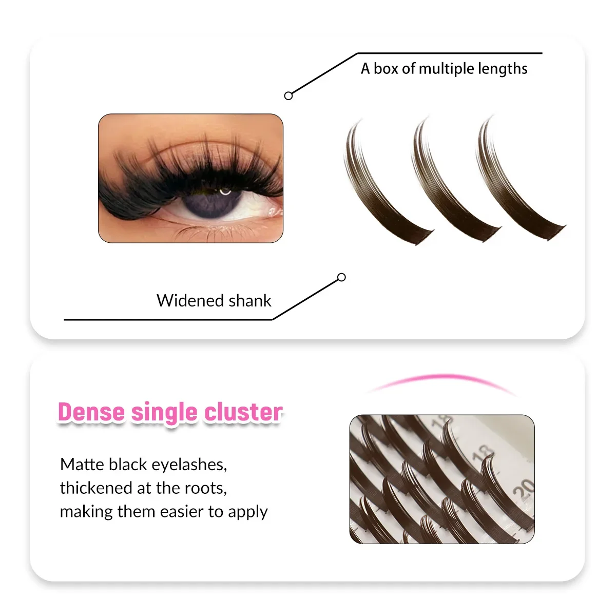 HBZGTLAD 240 Stück Spikes Wimpernbüschel Lang 10-20mm Wimpernspikes Einzelwimpern DIY Spiky Lash – Detail 9