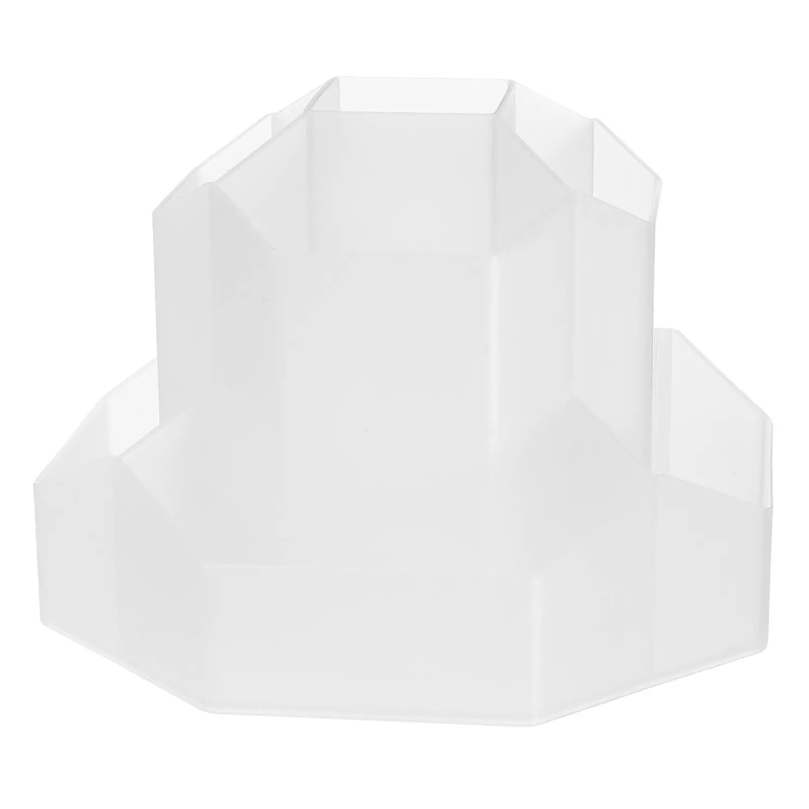 9-Slot Rotating Desk Organizer Pen Holder Plastic 360 Degree Multifunctional Pencil Stand Makeup Brush Storage Office Desktop