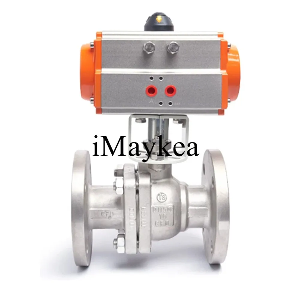 DN200 GB Type Stainless Steel 304 Pneumatic Flange Ball Valve Q641F-16P/C Double Acting PTFE Seal