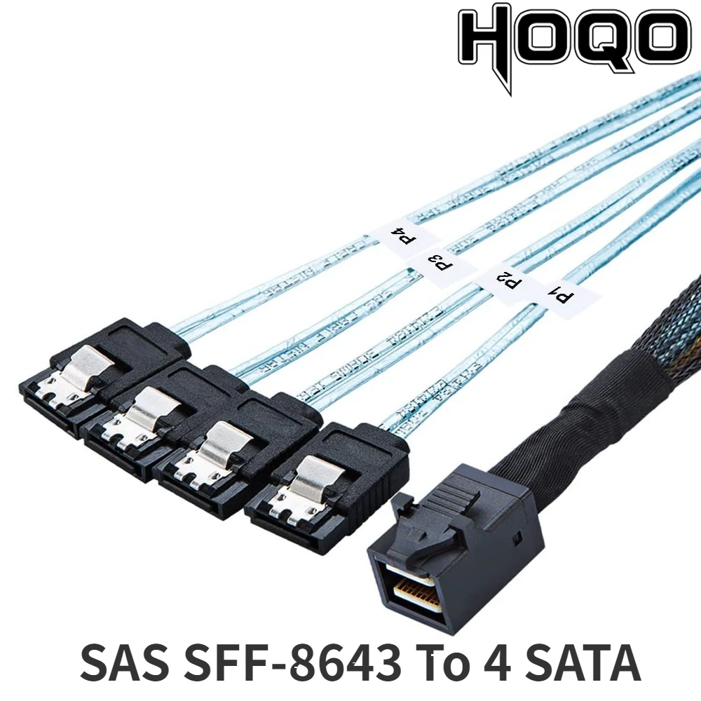 20Pcs 0.5m/1m Mini SAS Servers Cable Mini SAS SFF-8643 To 4 SATA Cable Connect to Hard Drive SATA Positive cable