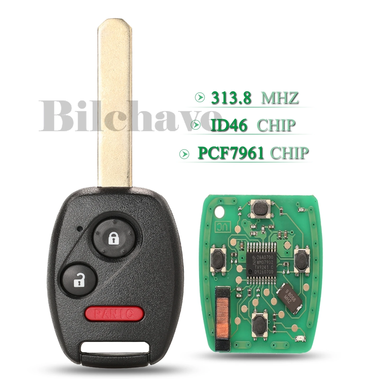 

Jingyuqin, 3 кнопки, 313,8 МГц, Remote автомобильный смарт ключ-брелок ID46, чип PCF7961 для Honda Accord 2005-2012
