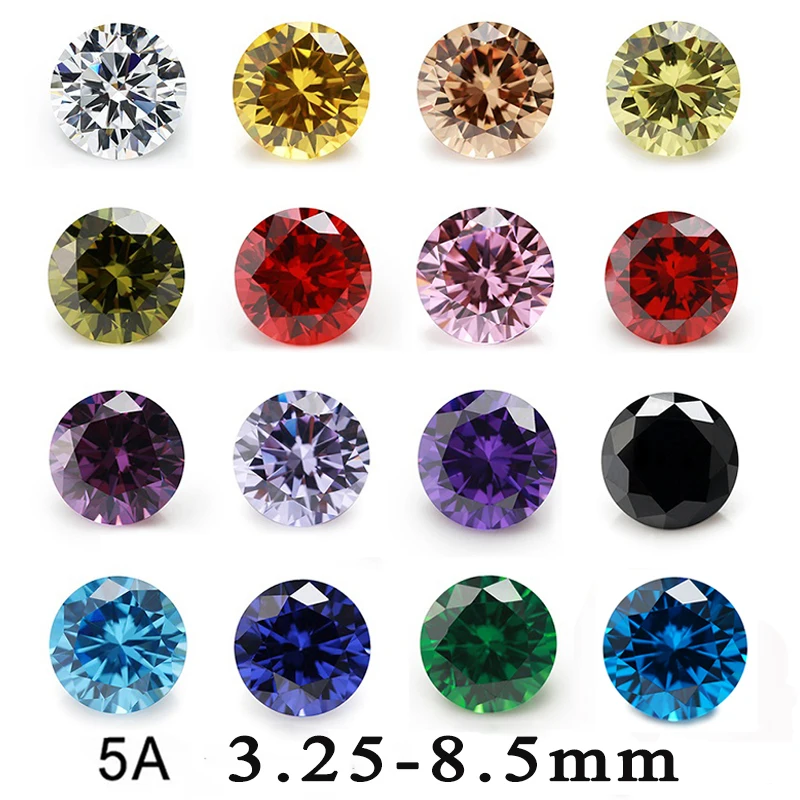 

Size 3.25~8.5mm 5A Various Color Round Cut Cubic Zirconia Stone Loose CZ Stones Synthetic Gems JIANGYUANGEMS